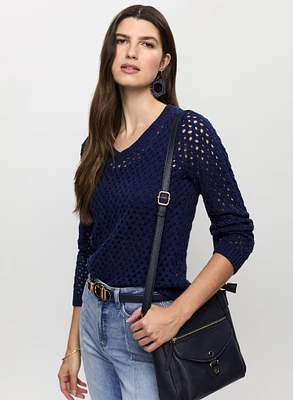 Open Weave Pullover Sweater