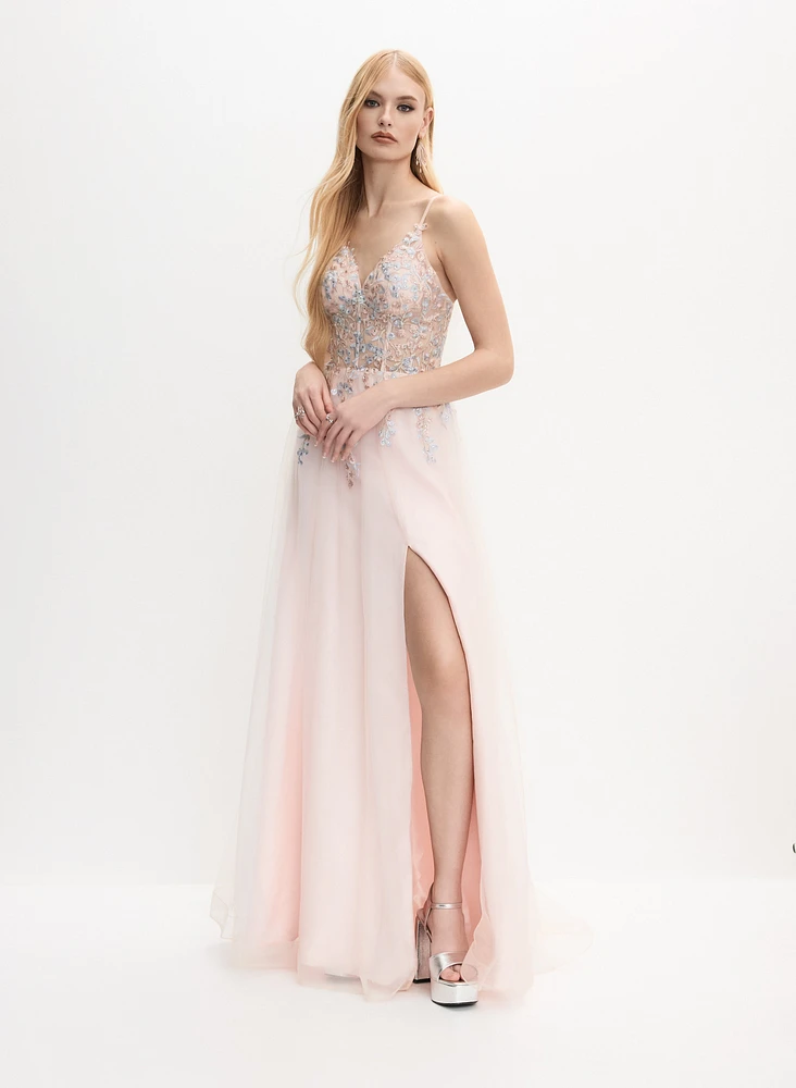 Beaded Floral Embroidered Dress
