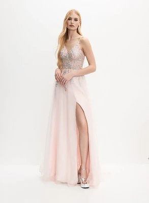 Beaded Floral Embroidered Dress