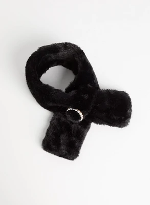 Faux Fur Pearl Ring Scarf