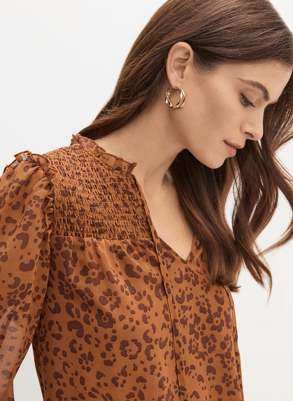 Puff Sleeve Leopard Print Blouse