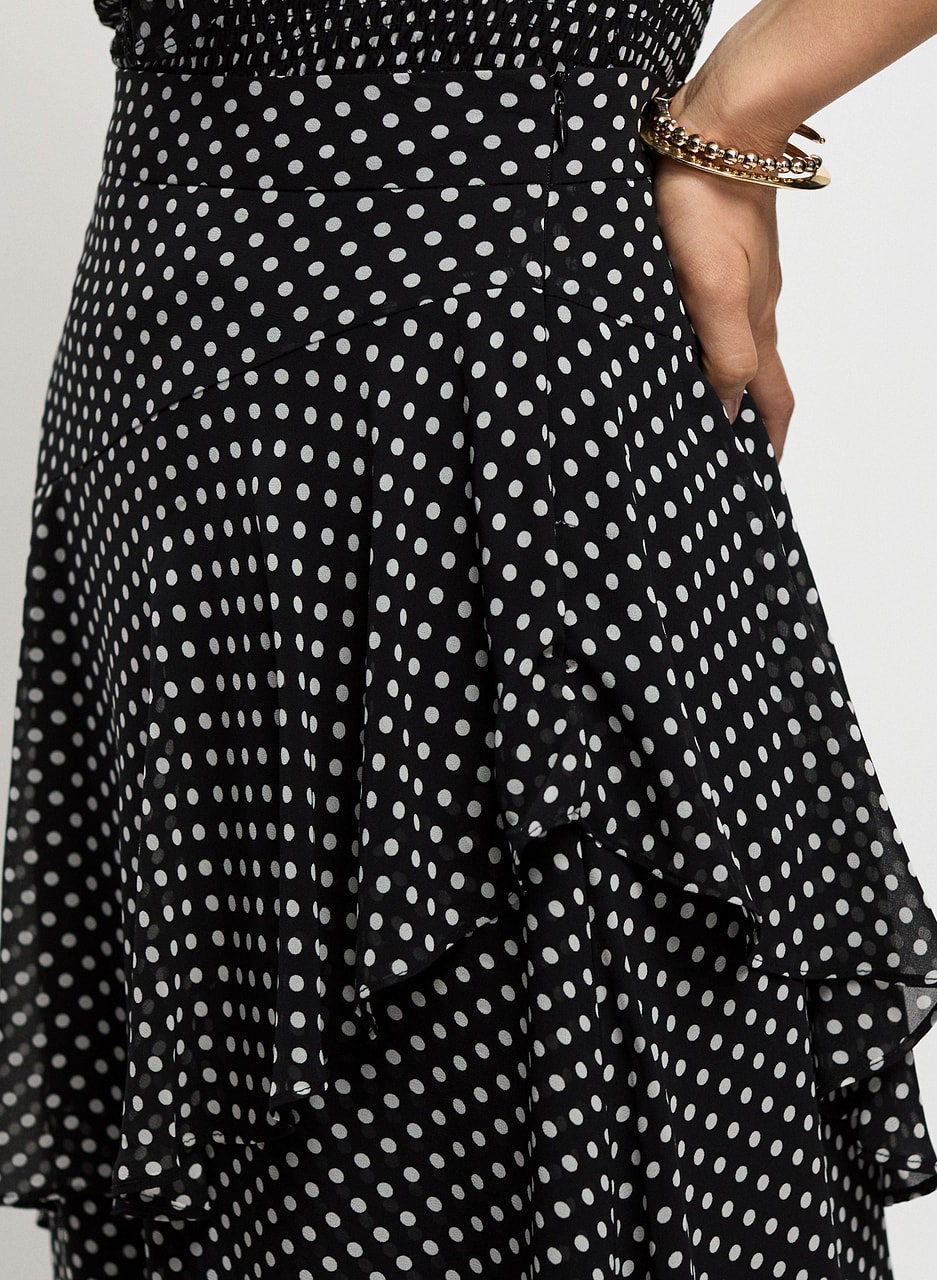 Asymmetric Polka Dot Maxi Skirt