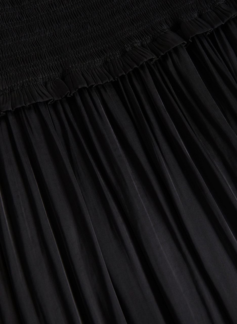 Shirred Waist Satin Maxi Skirt