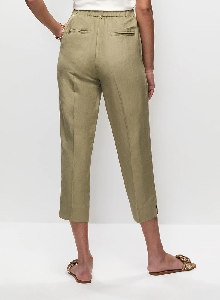 Linen-Blend Capri Pants