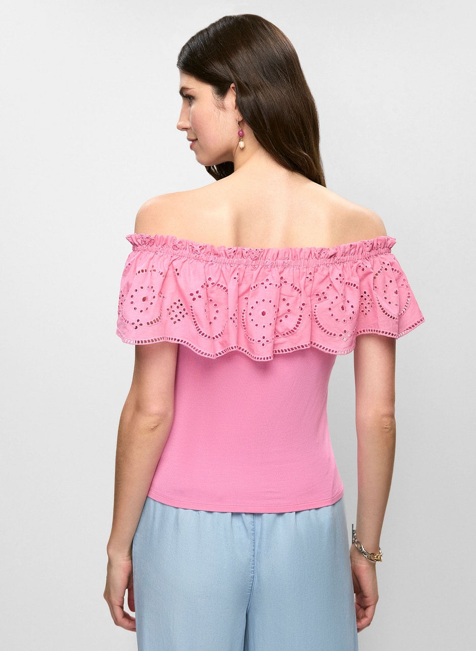 Off-the-Shoulder Eyelet Top