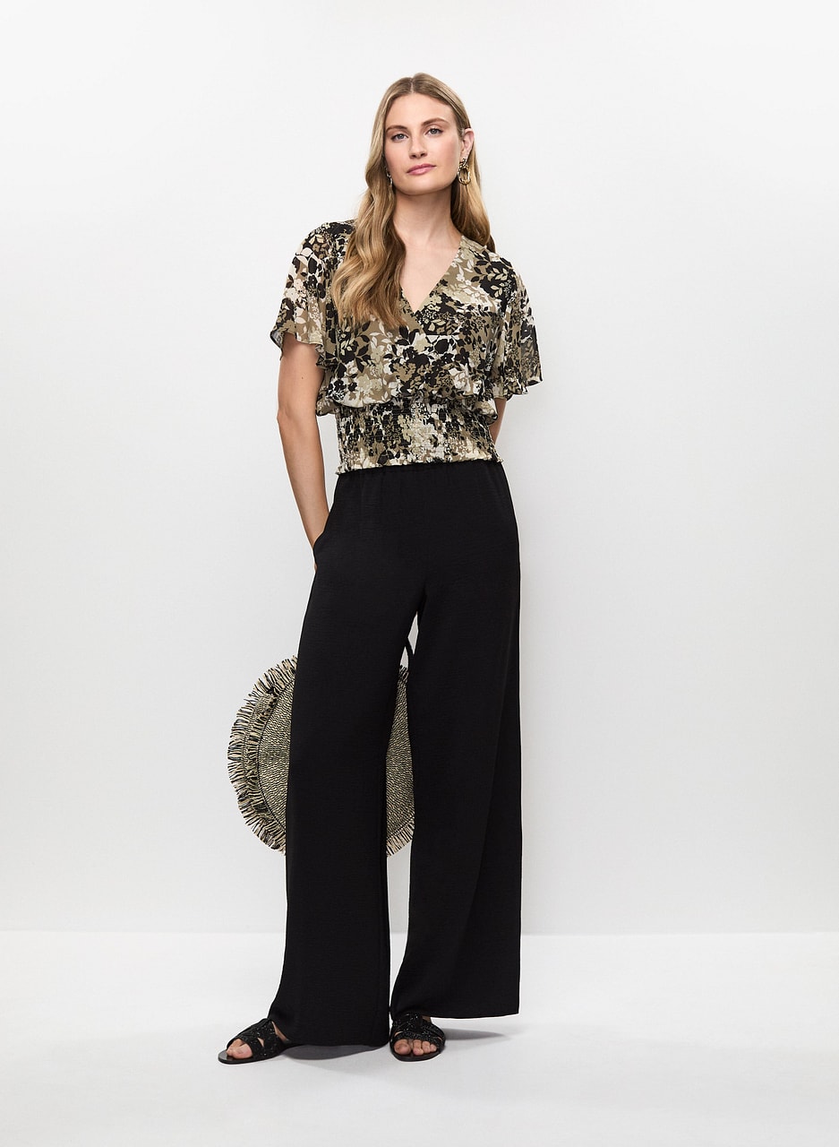 Wide Leg Pull-On Pants