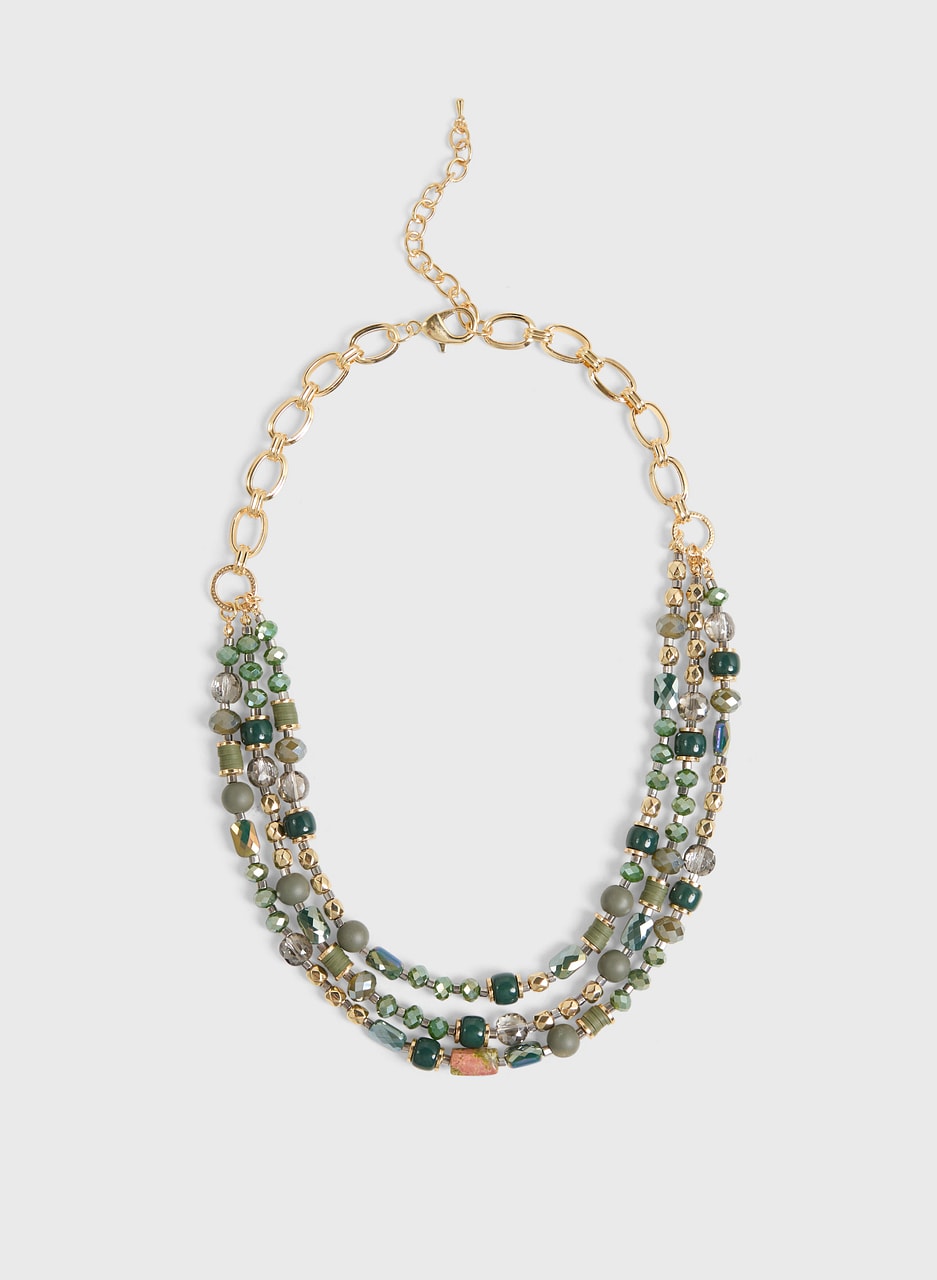 Triple Row Beaded Necklace