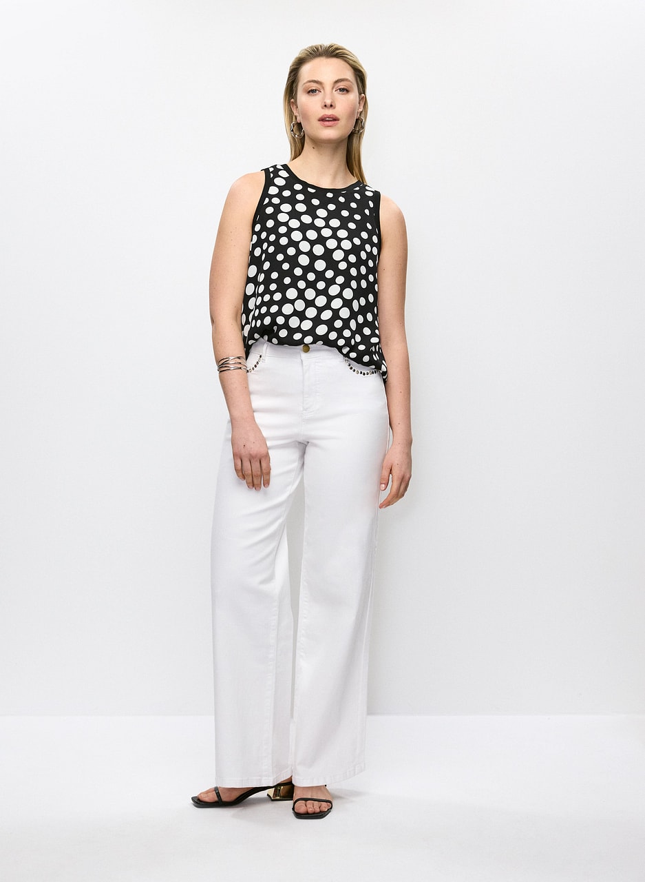 Polka Dot Blouse & Wide Leg Jeans