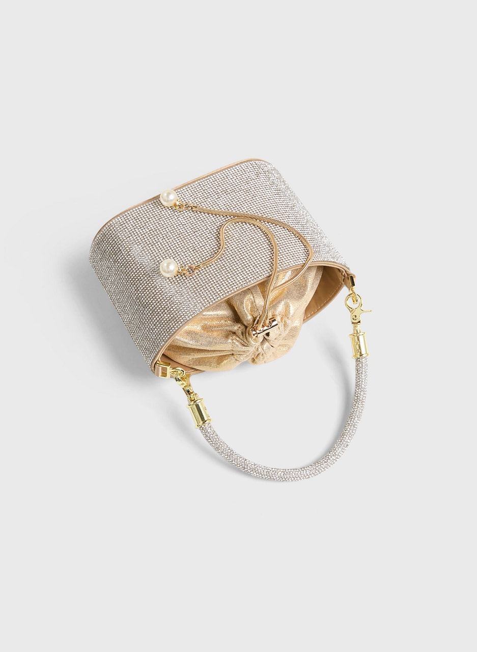 Crystal Embellished Bucket Bag