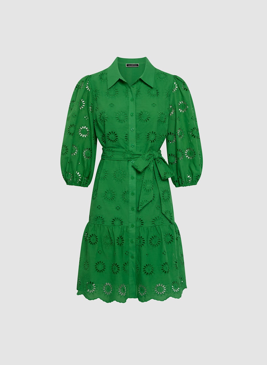 Eyelet Embroidered Shirt Dress