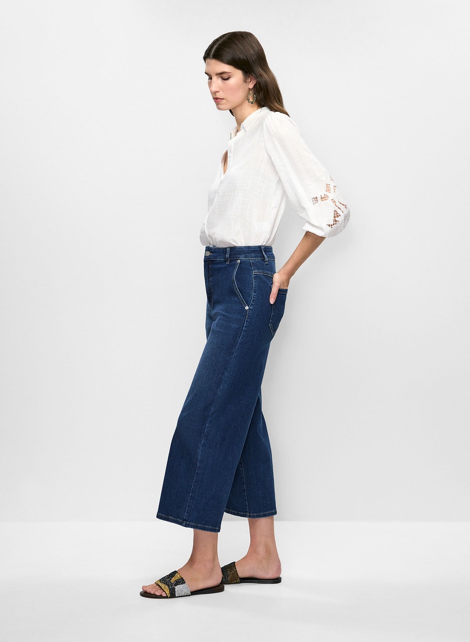 High Waist Culotte Jeans