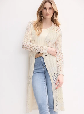 Cardigan long en tricot ajouré