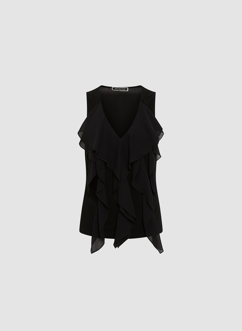 Sleeveless Cascading Ruffle Top