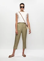 Linen-Blend Capri Pants