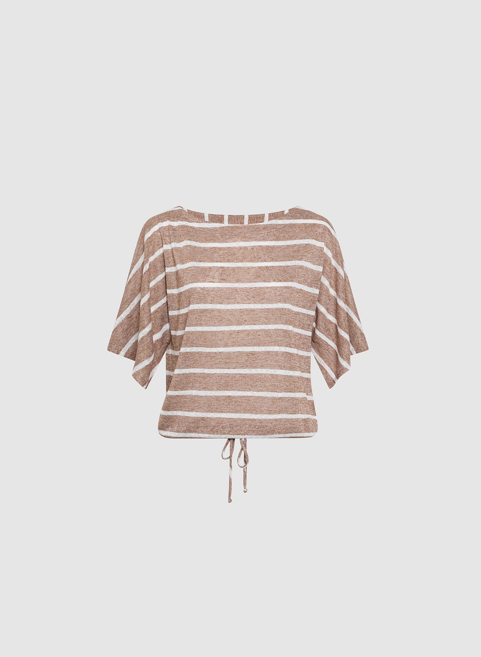 Striped Drawstring-Hem Top