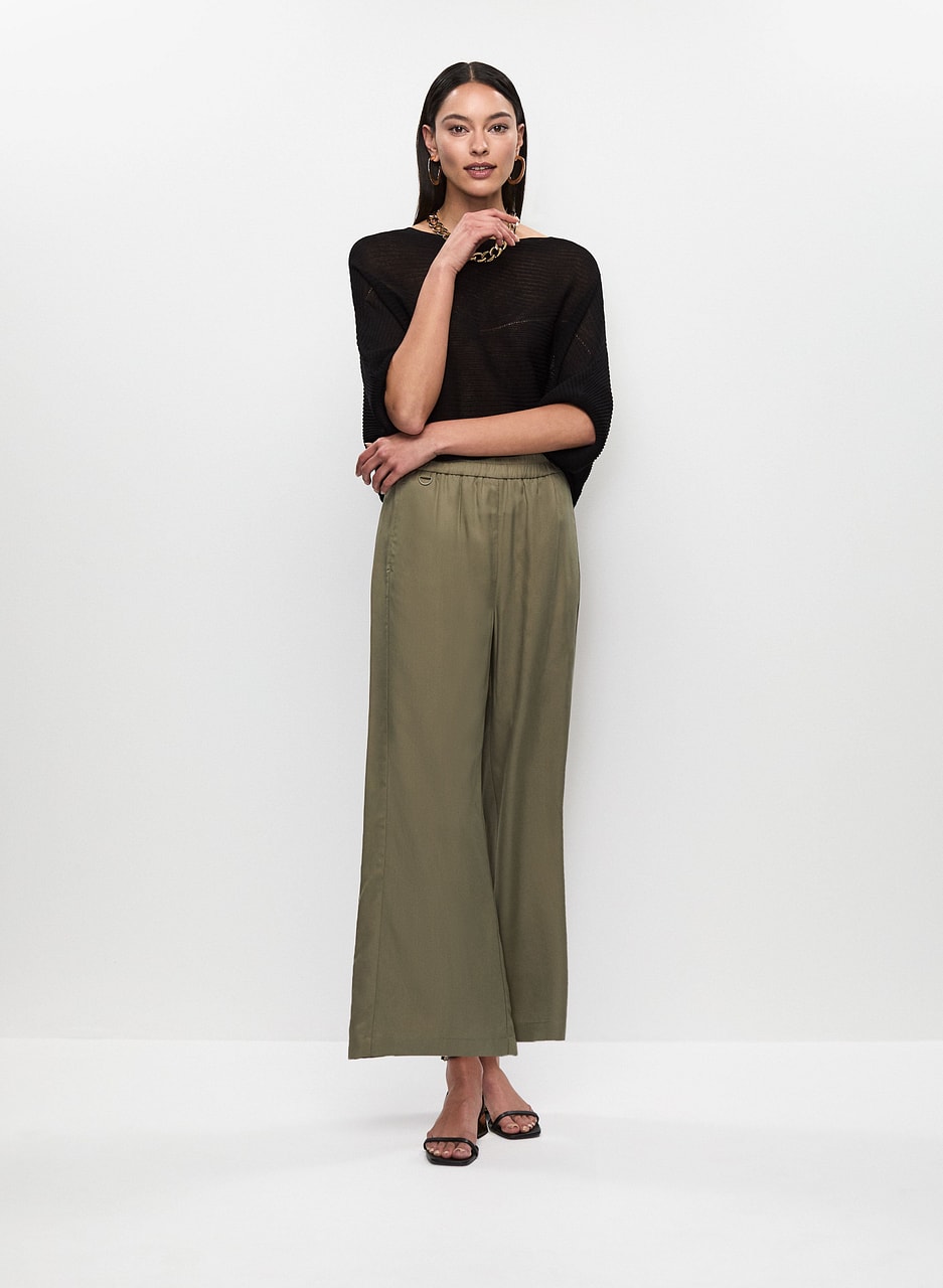 Dolman Sleeves Knit Top & Tencel Culotte Pants