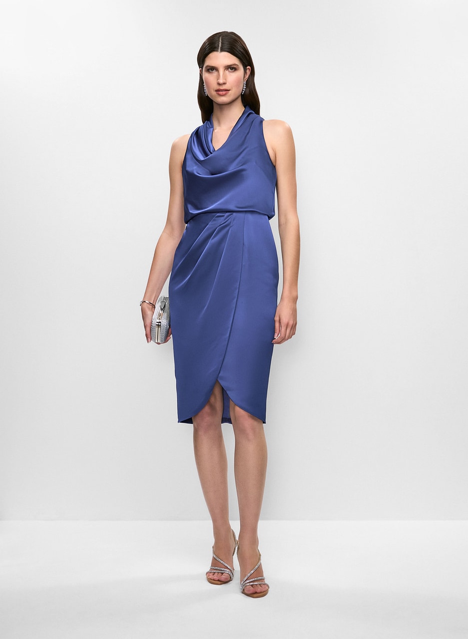 Melanie Lyne Satin Cowl Neck Dress | Shop Midtown