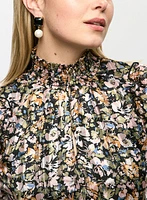 Ruched Hem Floral Blouse