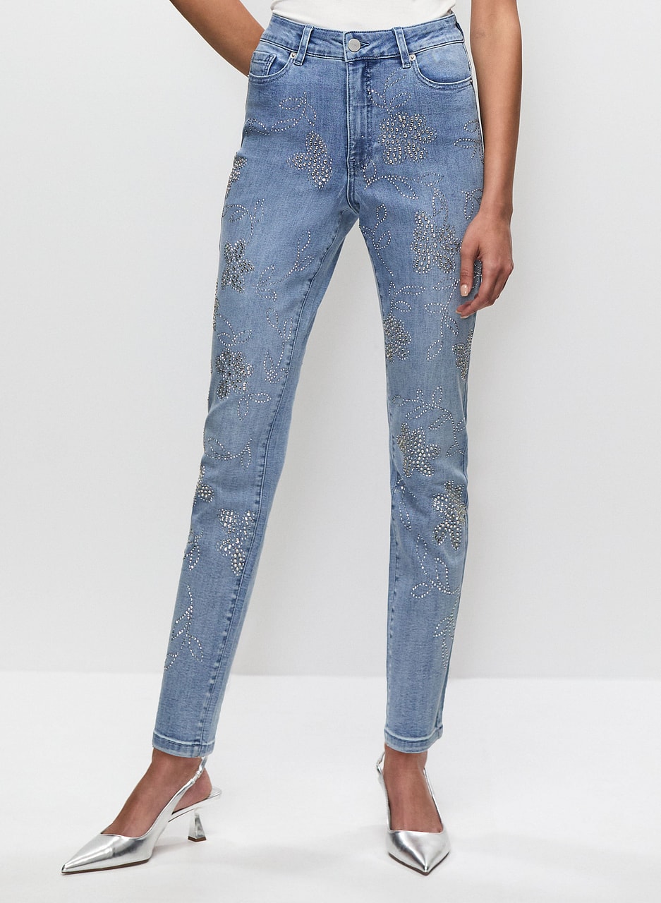 Floral Stud Embellished Jeans