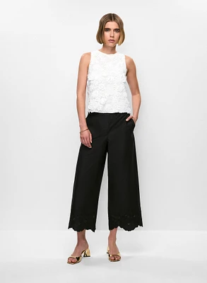 Lace Sleeveless Top & Embroidered Cropped Pants