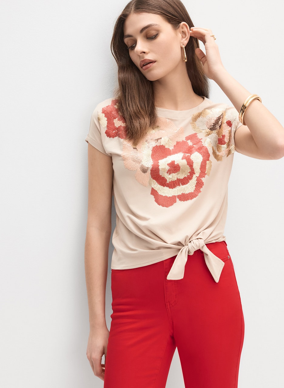 Sequined Floral T-Shirt