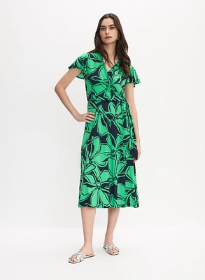 Joseph Ribkoff - Floral Knotted Wrap-Over Dress