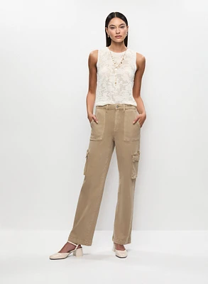 Sleeveless Knit Pullover & Wide Leg Cargo Pants