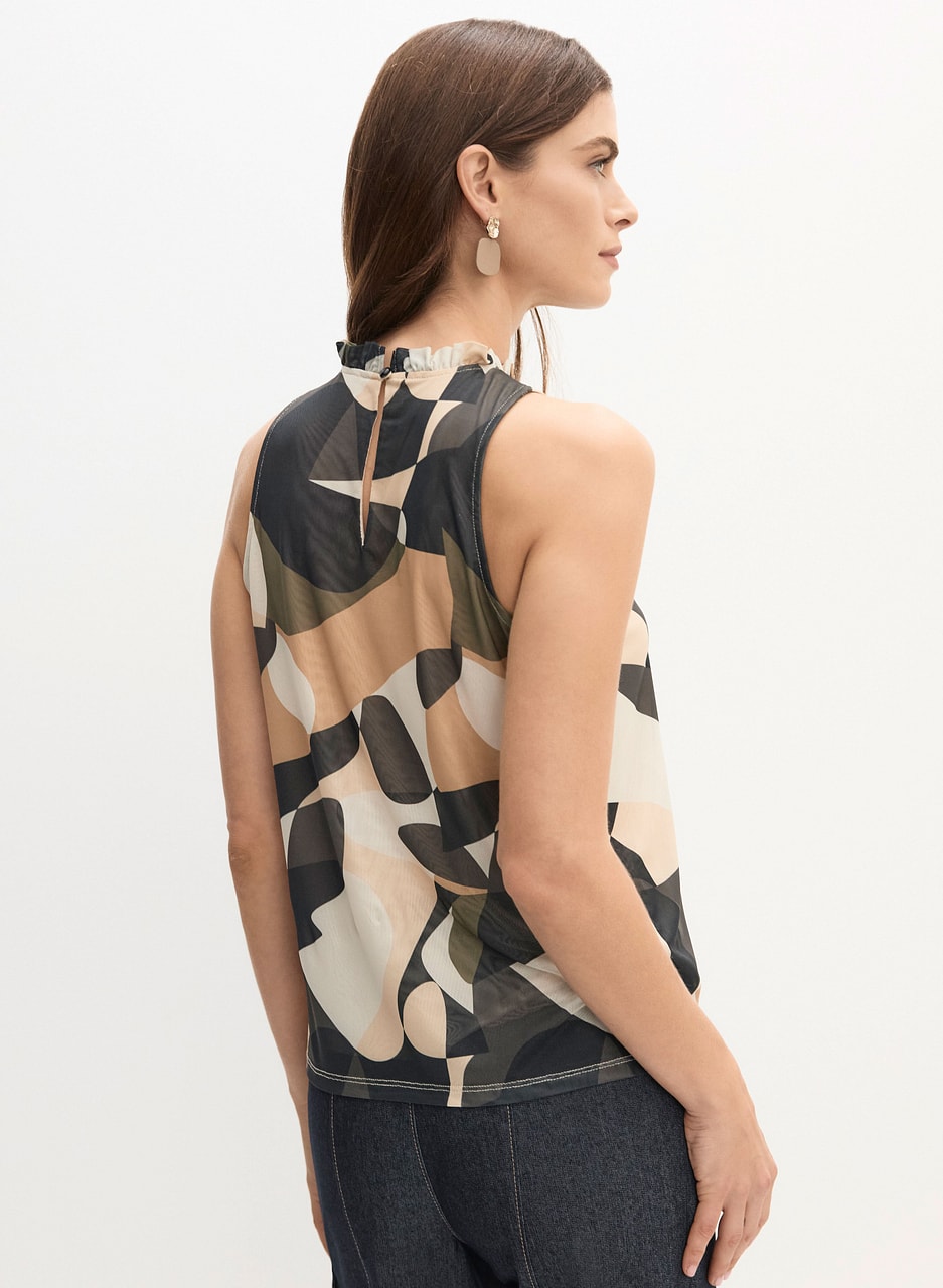 Abstract Print Sleeveless Top