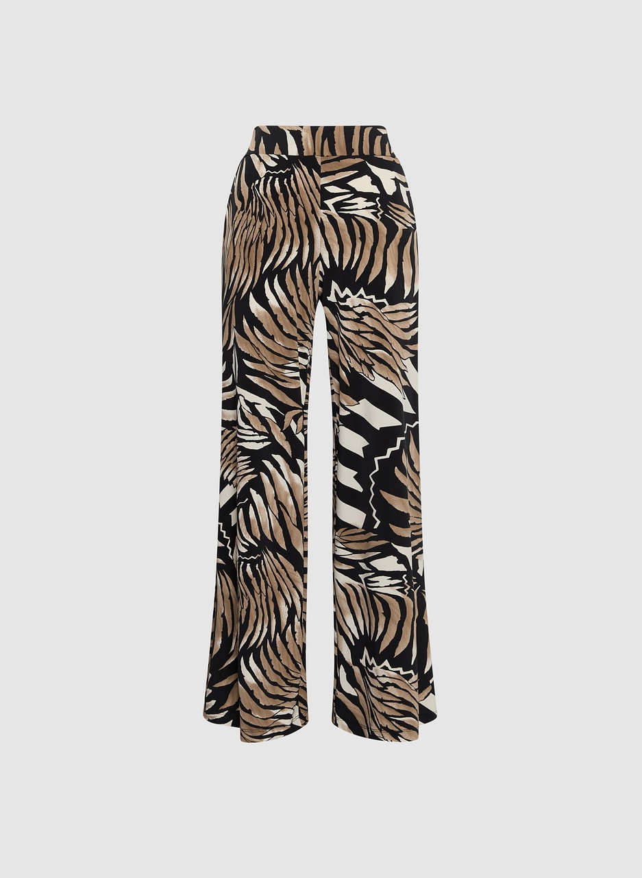 Leaf Print Wide Leg Pants