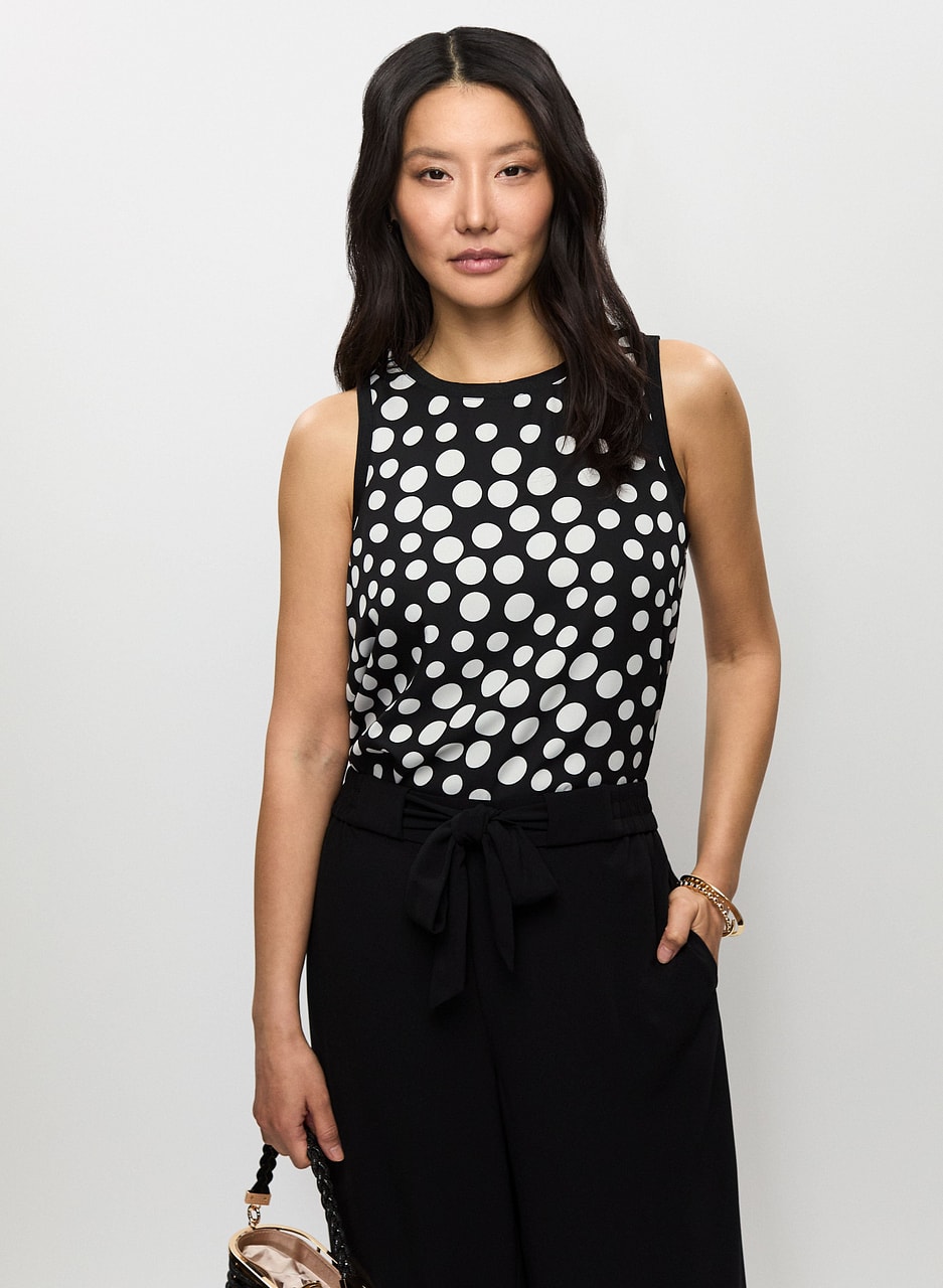 Sleeveless Polka Dot Blouse