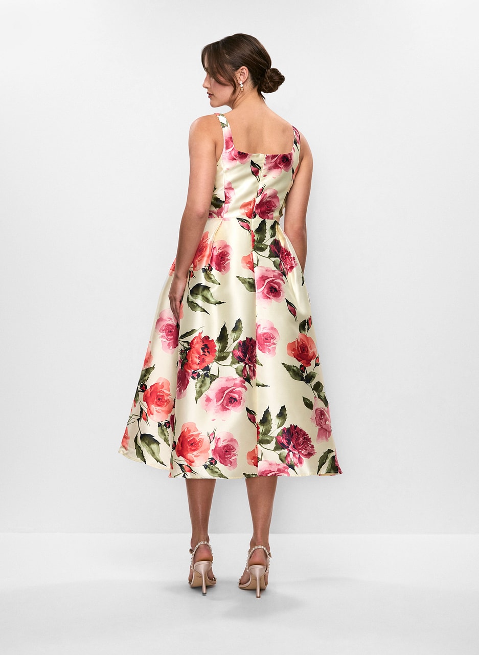 Square Neck Floral Dress