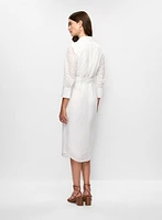 Button-Front Eyelet Shirt Dress