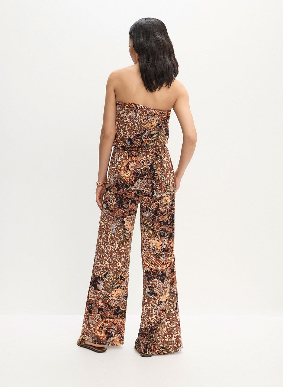 Strapless Paisley Print Jumpsuit