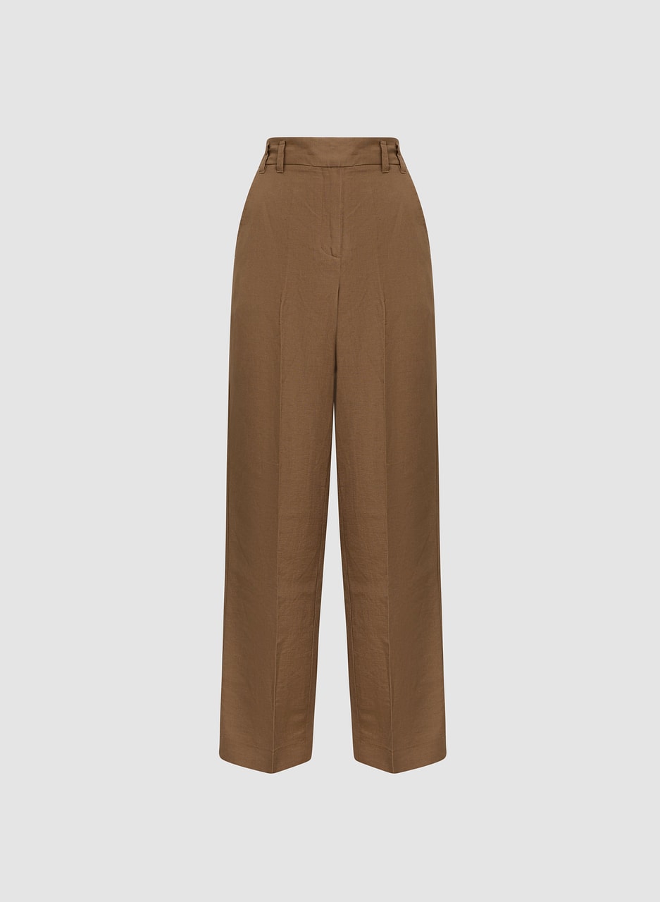 Linen-Blend Wide Leg Pants