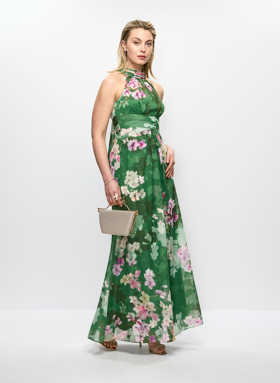 Adriana Papell- Floral Halter-Neck Dress