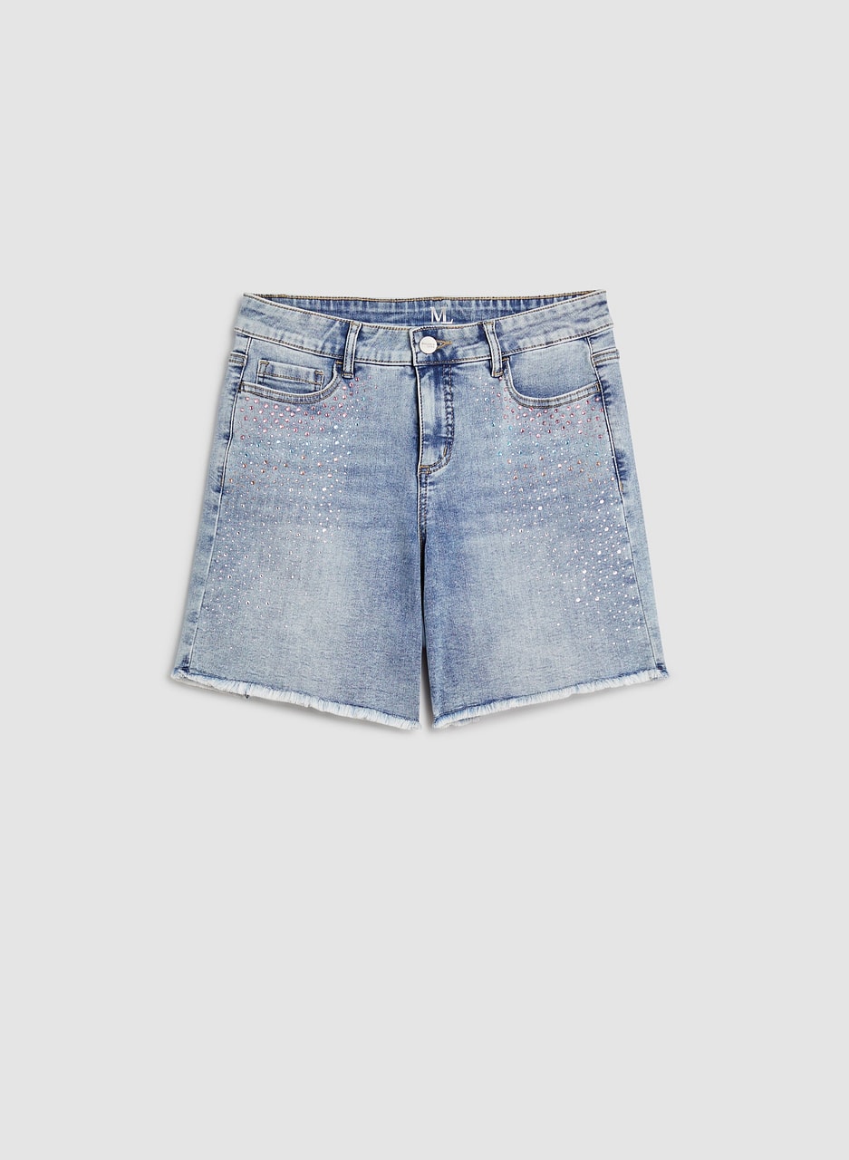 Rhinestone Detail Denim Shorts