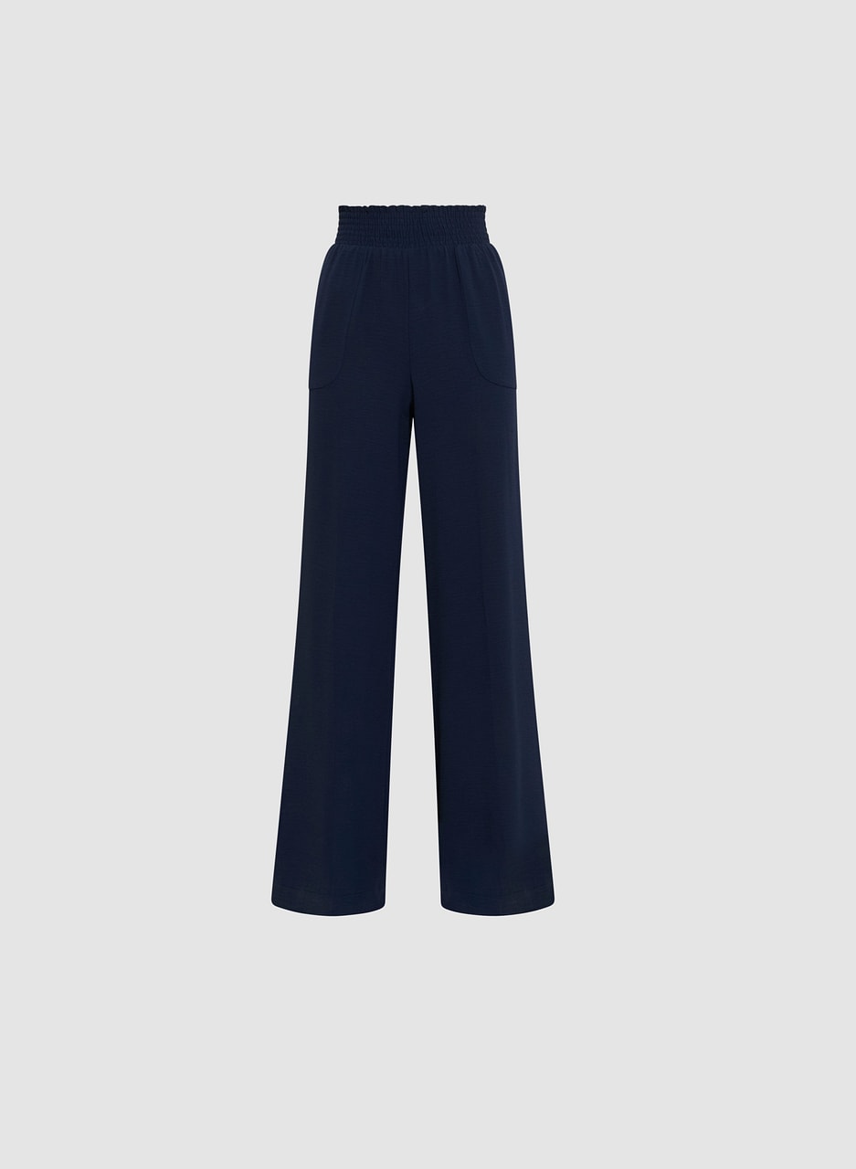 Shirred Waist Wide-Leg Pants