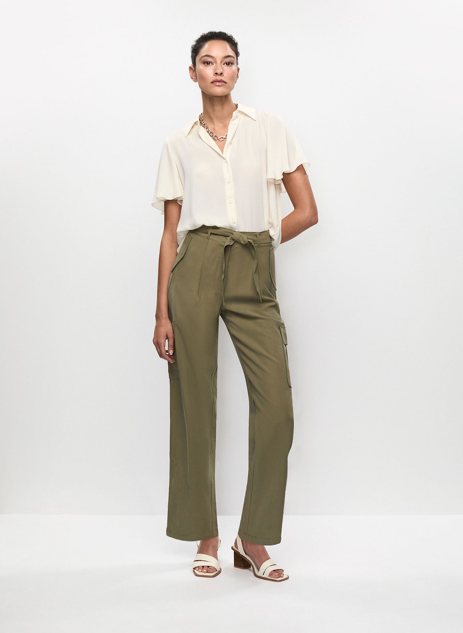 Crepe Blouse & Cargo Pants