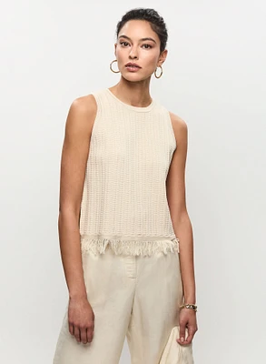 Fringe & Crochet Sleeveless Top