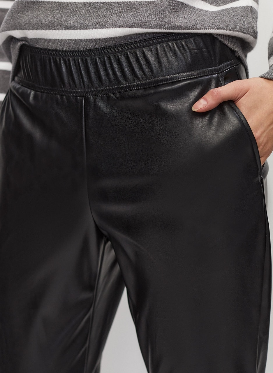 Vegan Leather Pull-On Pants