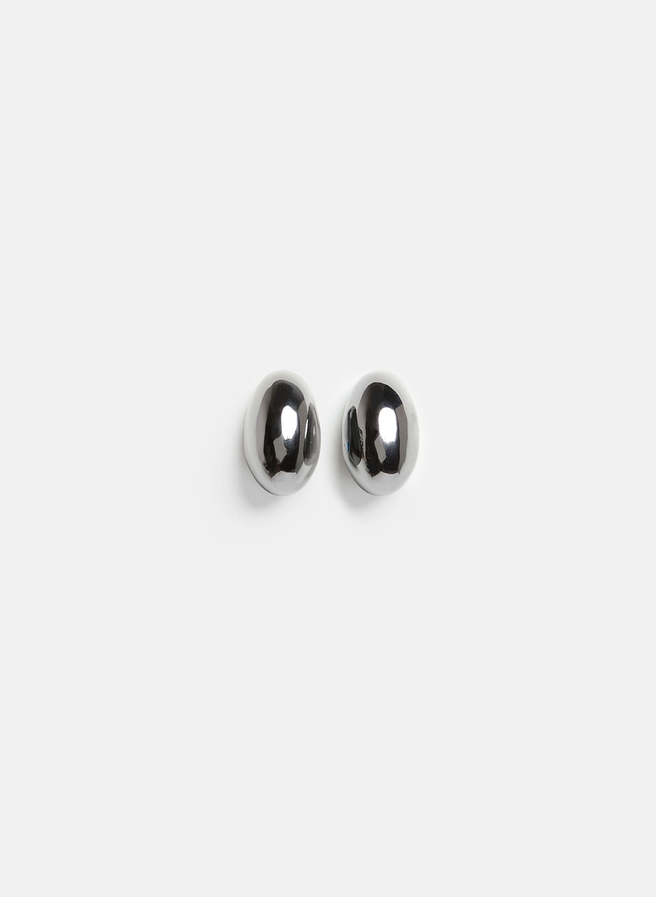 Shiny Oval Button Earrings