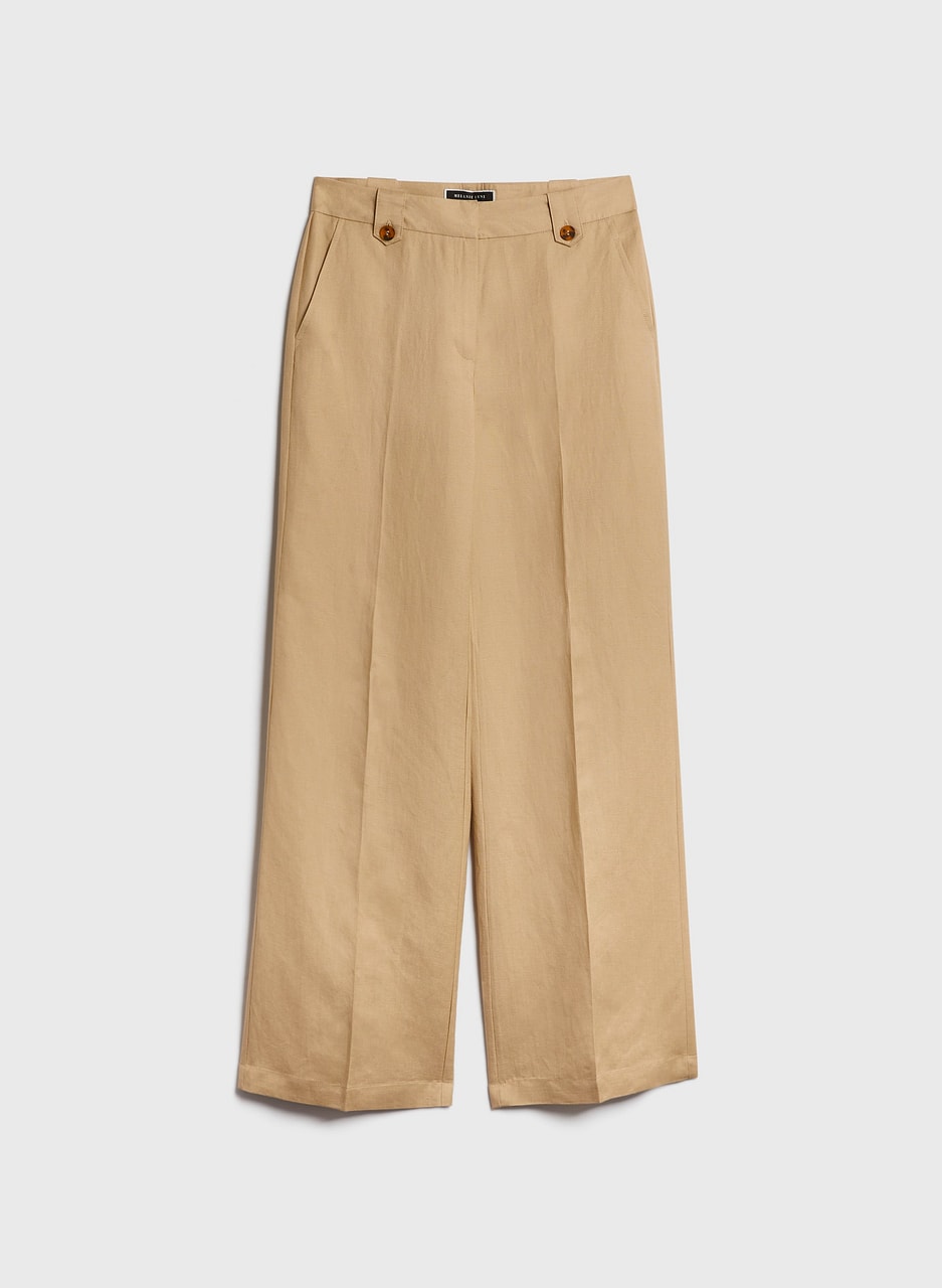 Linen-Blend Wide Leg Pants