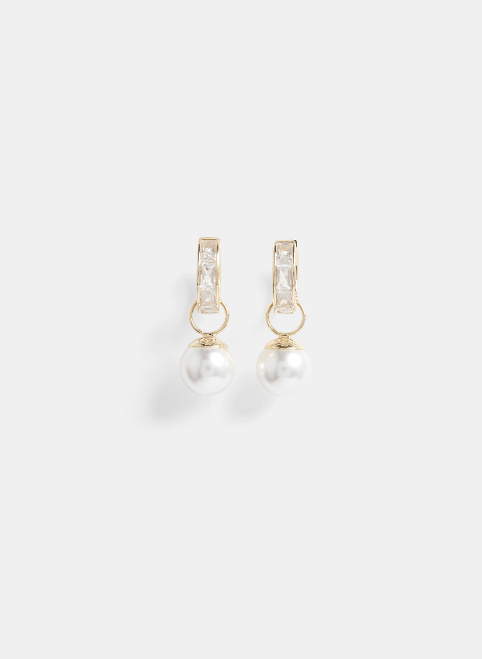 Pearl Drop Cubic Zirconia Earrings