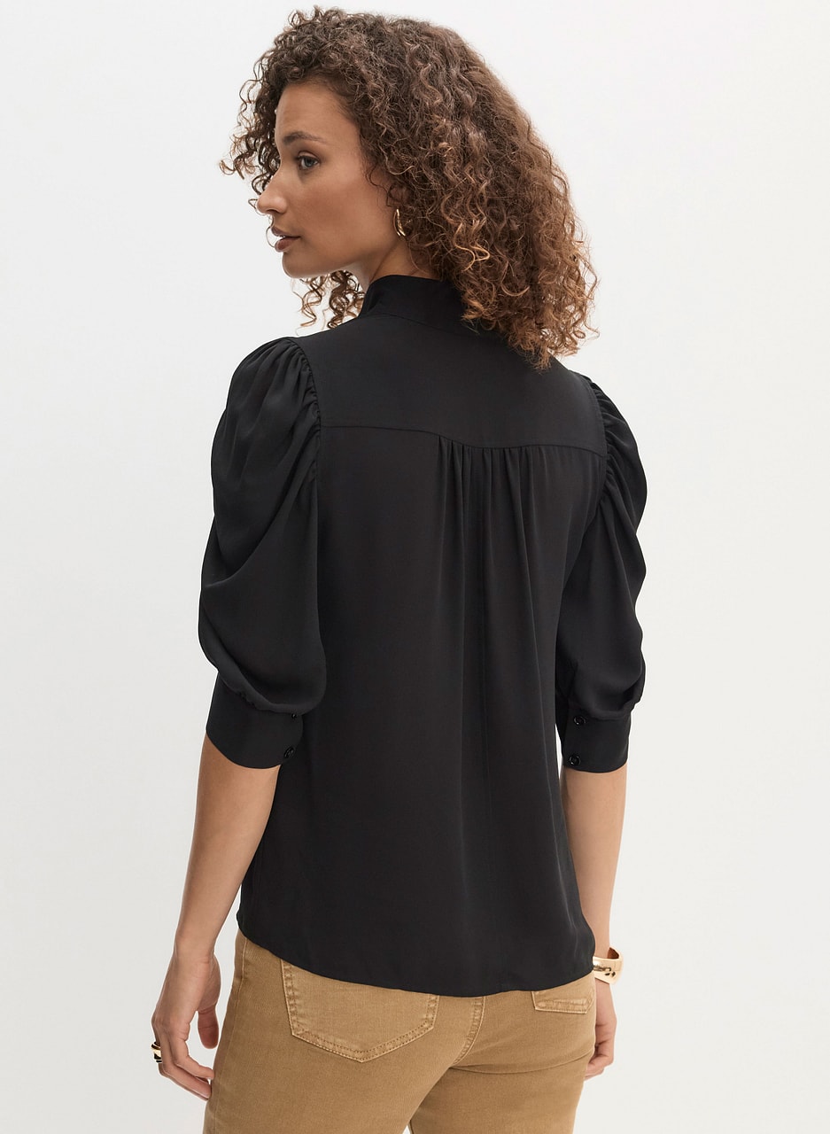 Elbow-Length Puff Sleeve Blouse