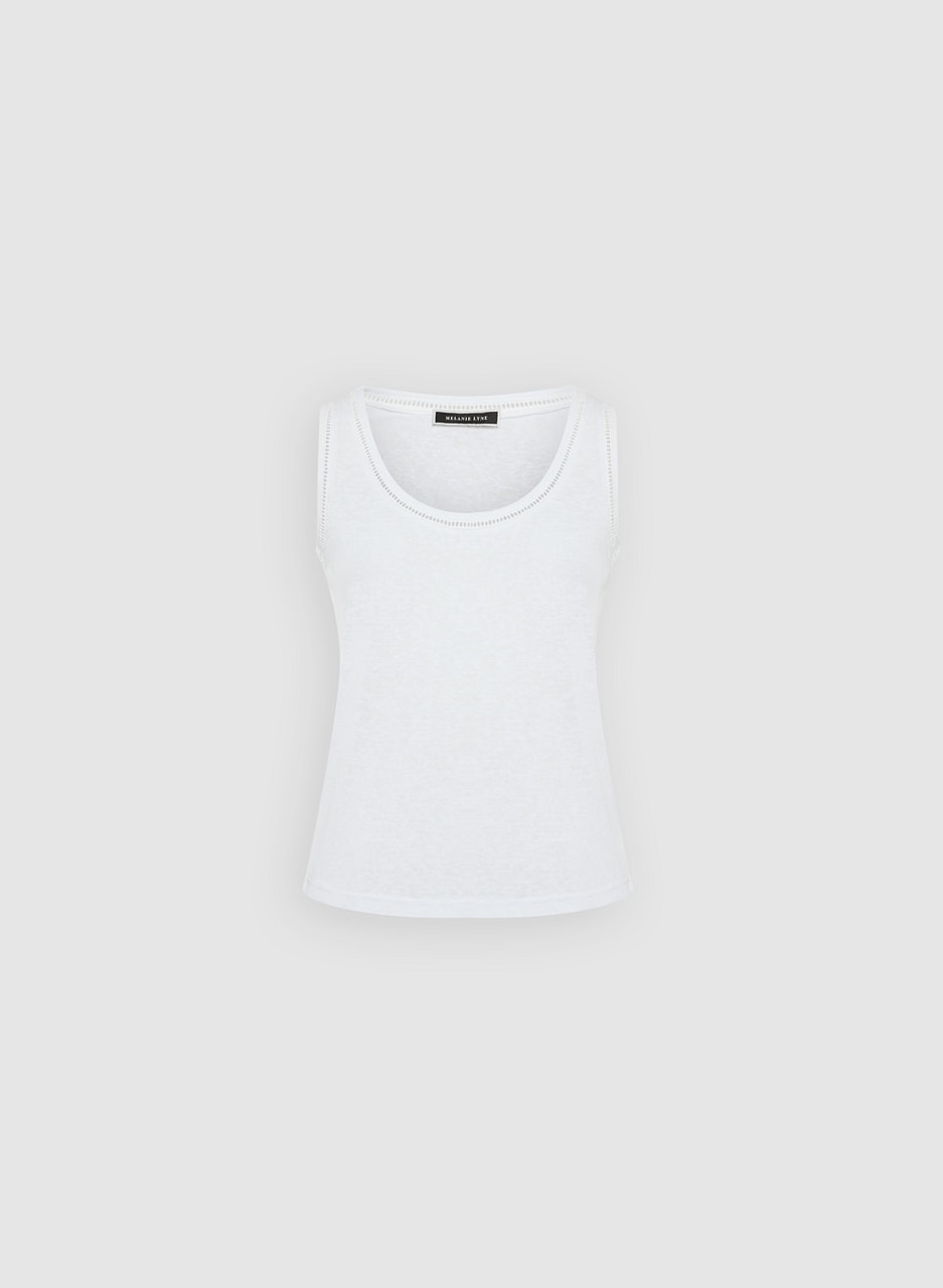 Embroidered Linen-Blend Tank Top