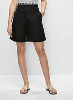 Linen-Blend High Rise Shorts