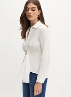 Asymmetric Wrap-Style Blouse