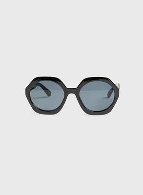 Rounded Geometric Frame Sunglasses