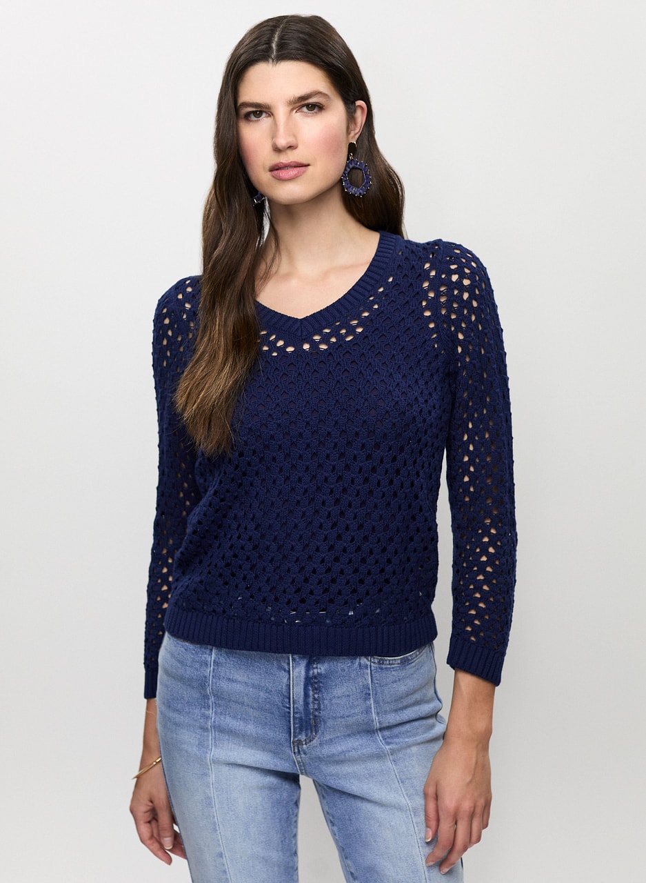 Open Weave Pullover Sweater