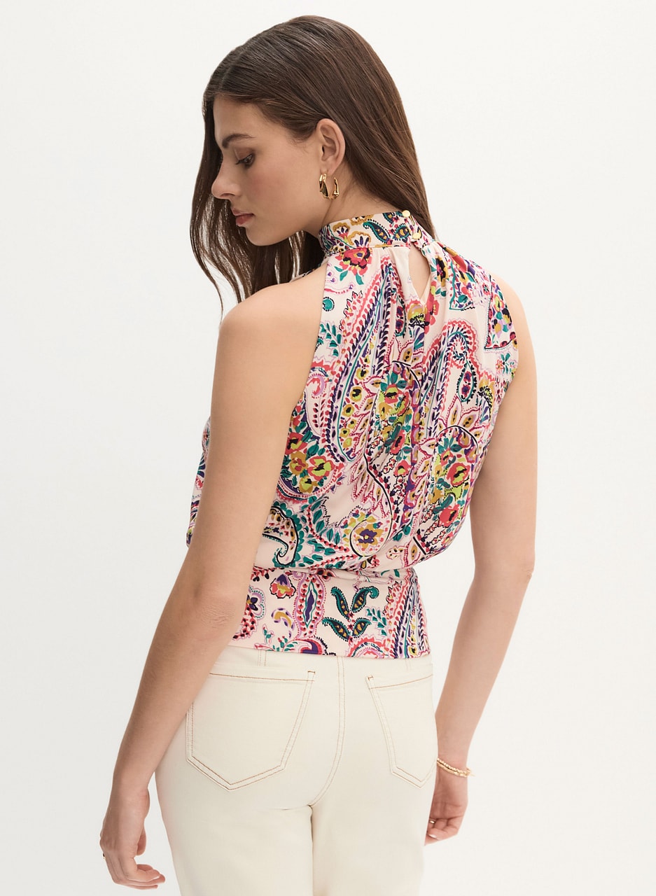 Halter Neck Paisley Print Top